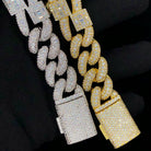 Baguette Cluster & Pave Cuban CZ Iced Out Hip Hop Bracelet White Gold 8" HipHopBling