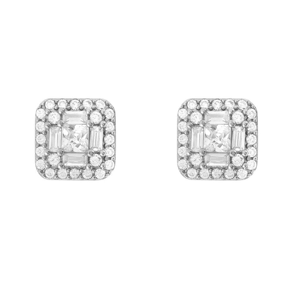 Baguette Cluster VVS Moissanite Earrings .925 Sterling Silver HipHopBling