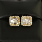 Baguette Cluster VVS Moissanite Earrings .925 Sterling Silver Yellow Gold HipHopBling