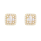 Baguette Cluster VVS Moissanite Earrings .925 Sterling Silver Yellow Gold HipHopBling