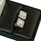 Baguette Cluster VVS Moissanite Earrings .925 Sterling Silver Yellow Gold HipHopBling