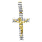 Baguette Crucifix 3 Row Cross VVS CZ Hip Hop Iced Out Pendant Yellow Gold HipHopBling