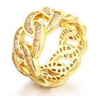 Baguette Cuban CZ Eternity Band Hip Hop Ring Yellow Gold 7 HipHopBling