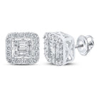 Baguette Cushion Cluster Diamond Earrings .63cttw 10K White Gold HipHopBling