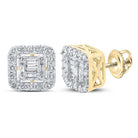 Baguette Cushion Cluster Diamond Earrings .63cttw 10K Yellow Gold HipHopBling