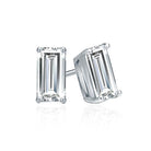 Baguette Cut Moissanite VVS D Stud Earrings .925 Sterling Silver White Gold 4x6MM (1.60 Carats) HipHopBling