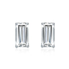 Baguette Cut Moissanite VVS D Stud Earrings .925 Sterling Silver White Gold 4x6MM (1.60 Carats) HipHopBling