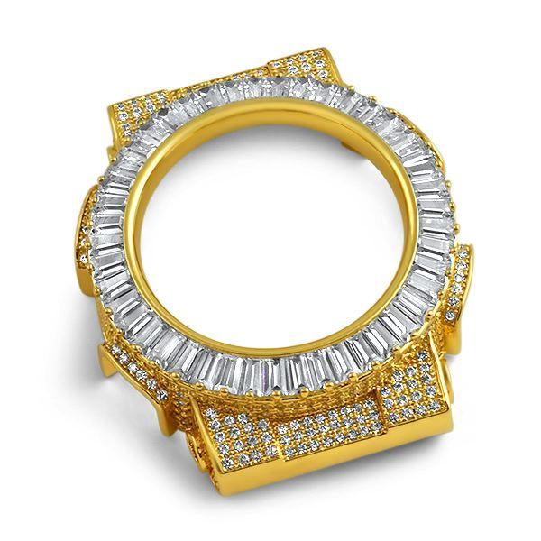 Baguette CZ Gold Bezel Case for Casio G Shock GA100 HipHopBling
