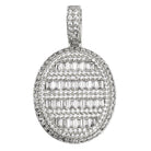 Baguette CZ Oval Bling Bling Pendant in Rhodium HipHopBling