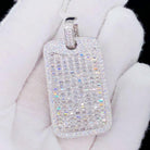 Baguette Dog Tag VVS CZ Hip Hop Bling Iced Out Pendant White Gold HipHopBling