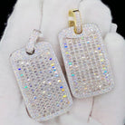 Baguette Dog Tag VVS CZ Hip Hop Bling Iced Out Pendant Yellow Gold HipHopBling