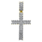 Baguette Domed Cross VVS CZ Hip Hop Iced Out Pendant Yellow Gold HipHopBling