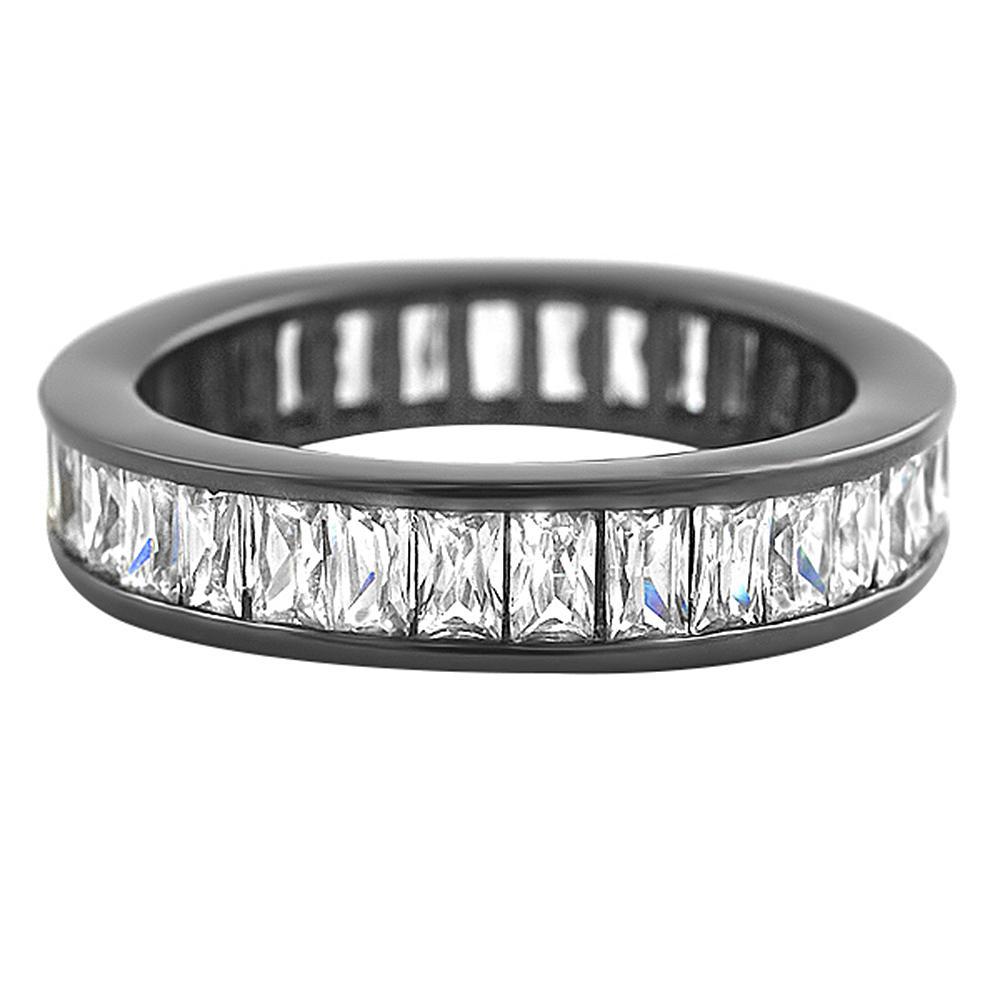 Baguette Eternity White CZ Diamond Ring Black 6 HipHopBling