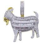 Baguette Goat CZ Hip Hop Bling Bling Pendant Yellow Gold HipHopBling