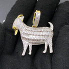 Baguette Goat CZ Hip Hop Bling Bling Pendant Yellow Gold HipHopBling