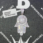 Baguette Hamsa CZ Hip Hop Bling Bling Pendant Yellow Gold HipHopBling