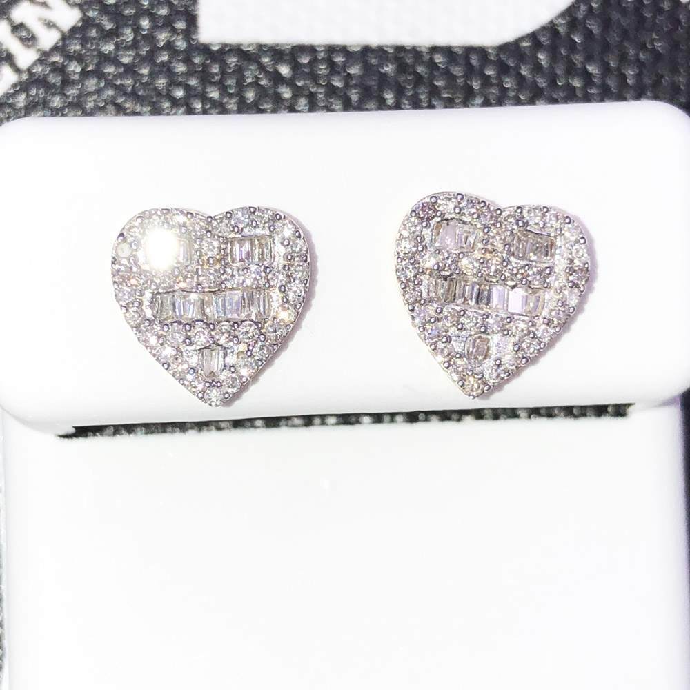 Baguette Heart .44cttw Diamond Earrings 10K Yellow Gold HipHopBling