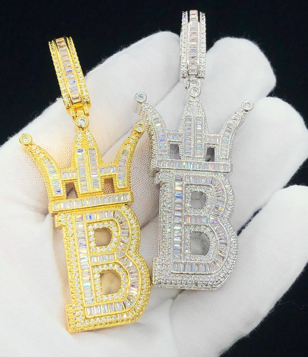 Baguette Hip Hop Bling Logo Pendant Yellow Gold HipHopBling