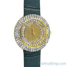Baguette Ice Orbit Gold Bling Bling Watch Blue HipHopBling