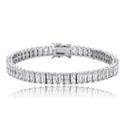 Baguette Iced Out Hip Hop Tennis Bracelet Yellow Gold 7" HipHopBling