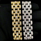 Baguette Jubilee CZ Iced Out Hip Hop Bling Bracelet Yellow Gold 7" HipHopBling