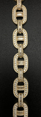 Baguette Mariner CZ Bling Bling Bracelet White Gold 7" HipHopBling