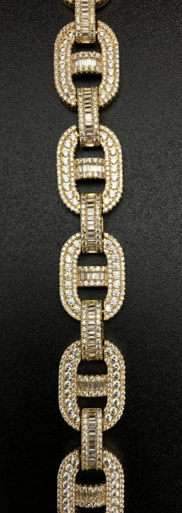 Baguette Mariner CZ Bling Bling Bracelet White Gold 7" HipHopBling