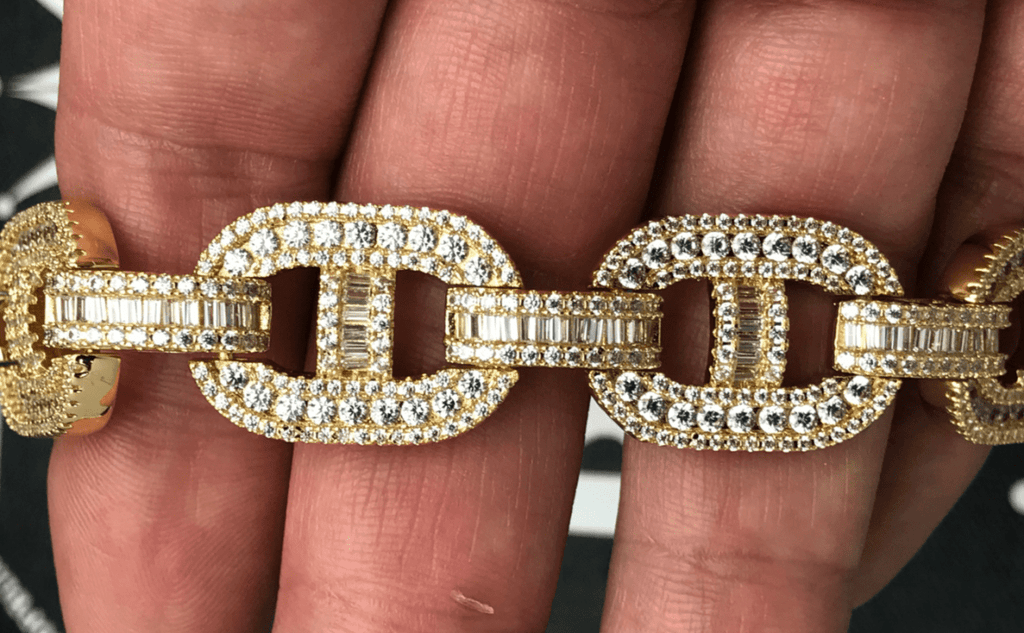 Baguette Mariner CZ Bling Bling Chain White / Yellow Gold Yellow Gold 18" HipHopBling