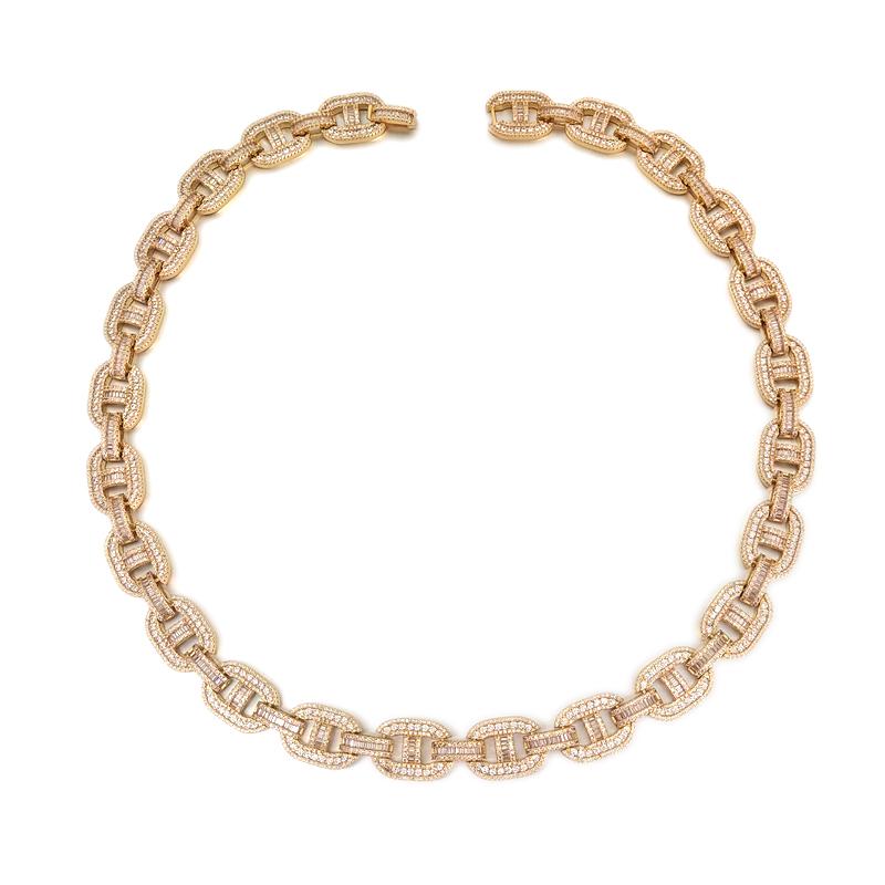 Baguette Mariner CZ Bling Bling Chain White / Yellow Gold Yellow Gold 18" HipHopBling