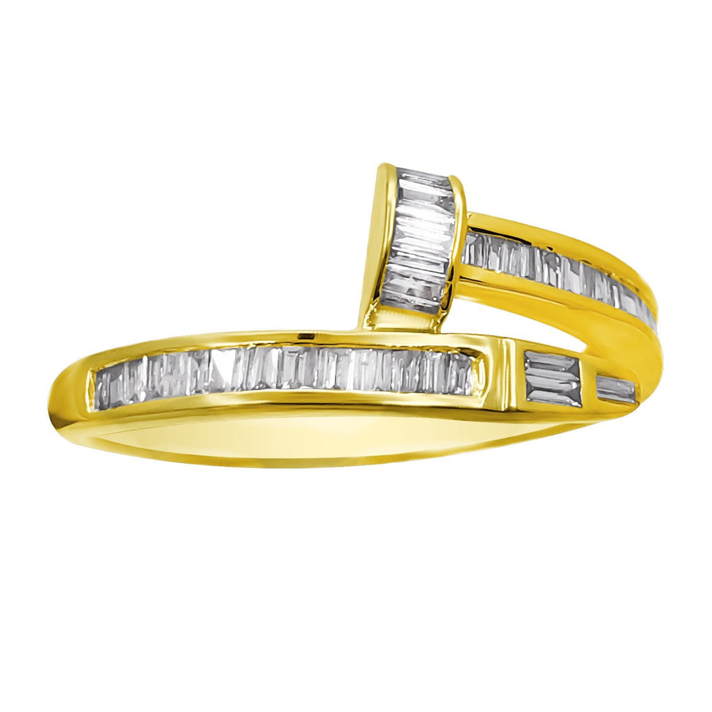 Baguette Nail Ring .36cttw Diamond 10K Yellow Gold Ring HipHopBling