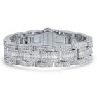 Baguette Oyster Link Custom CZ Iced Out Hip Hop Bracelet White Gold 7" HipHopBling