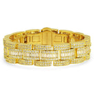 Baguette Oyster Link Custom CZ Iced Out Hip Hop Bracelet Yellow Gold 7" HipHopBling