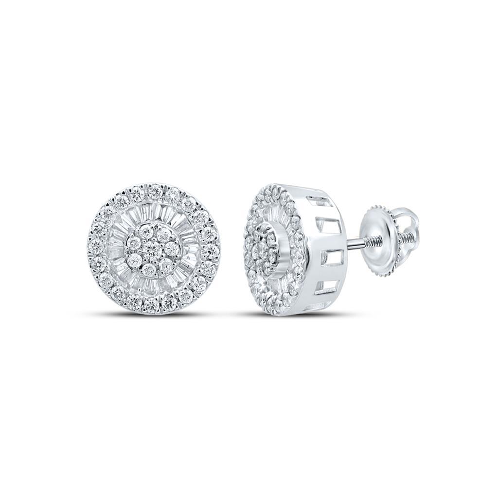 Baguette Radiant Cluster Diamond Earrings 10K Gold 10K White Gold L 12MM 1.00cttw HipHopBling