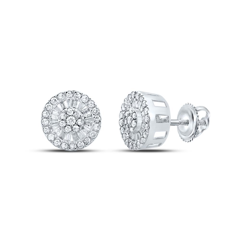 Baguette Radiant Cluster Diamond Earrings 10K Gold 10K White Gold M 10MM .75cttw HipHopBling
