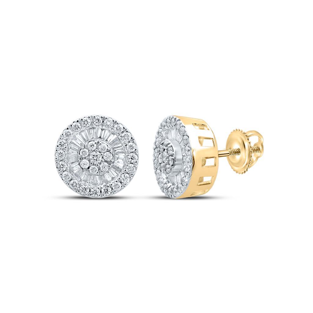 Baguette Radiant Cluster Diamond Earrings 10K Gold 10K Yellow Gold L 12MM 1.00cttw HipHopBling