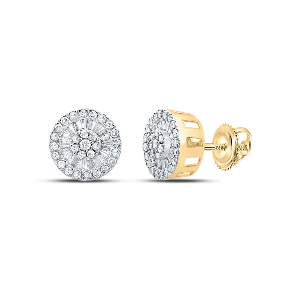 Baguette Radiant Cluster Diamond Earrings 10K Gold 10K Yellow Gold M 10MM .75cttw HipHopBling