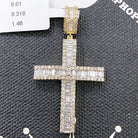Baguette Row Cross Diamond Pendant 1.46cttw 10K Yellow or White Gold 10K White Gold HipHopBling