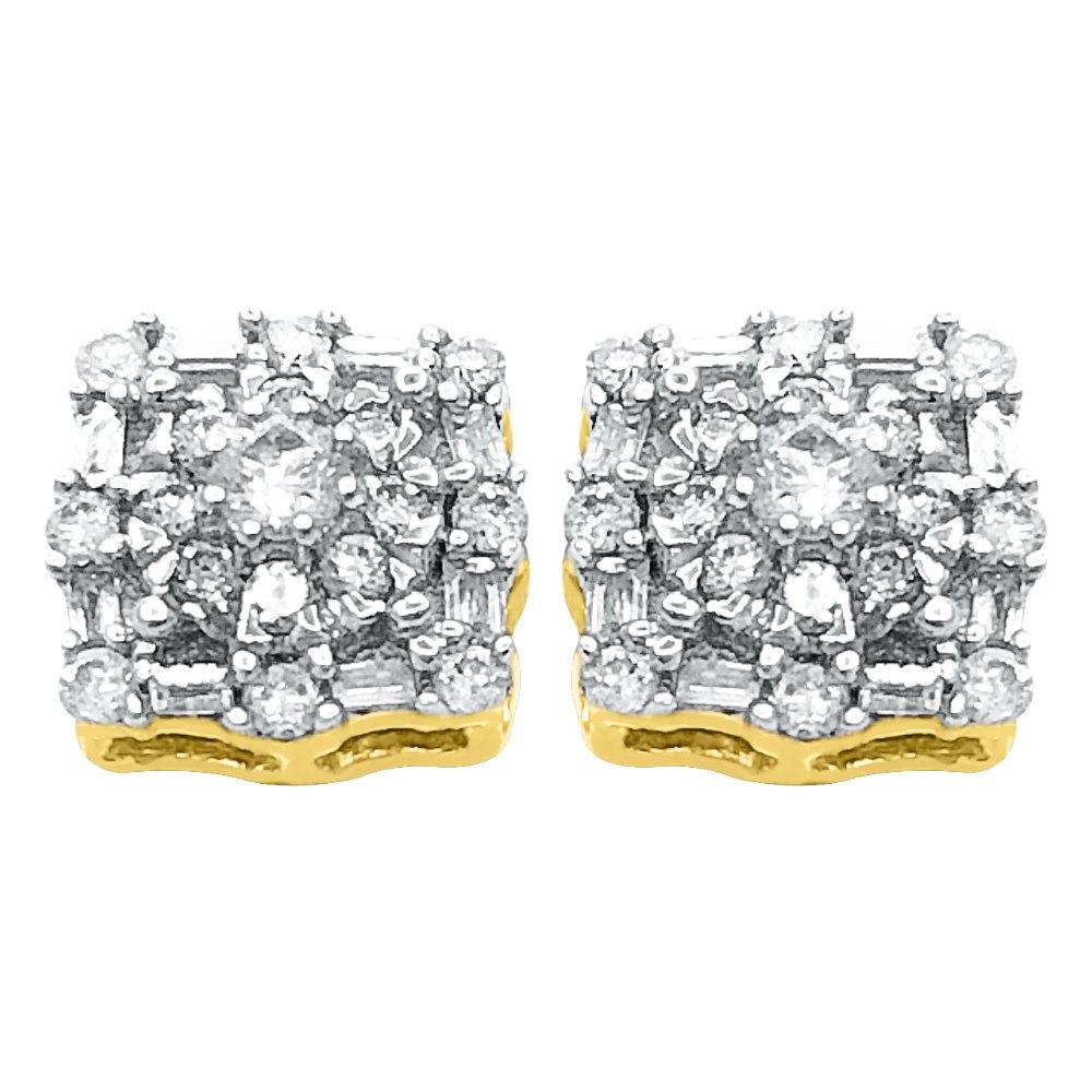Baguette Snow Diamond Earrings .52cttw 10K Yellow Gold HipHopBling