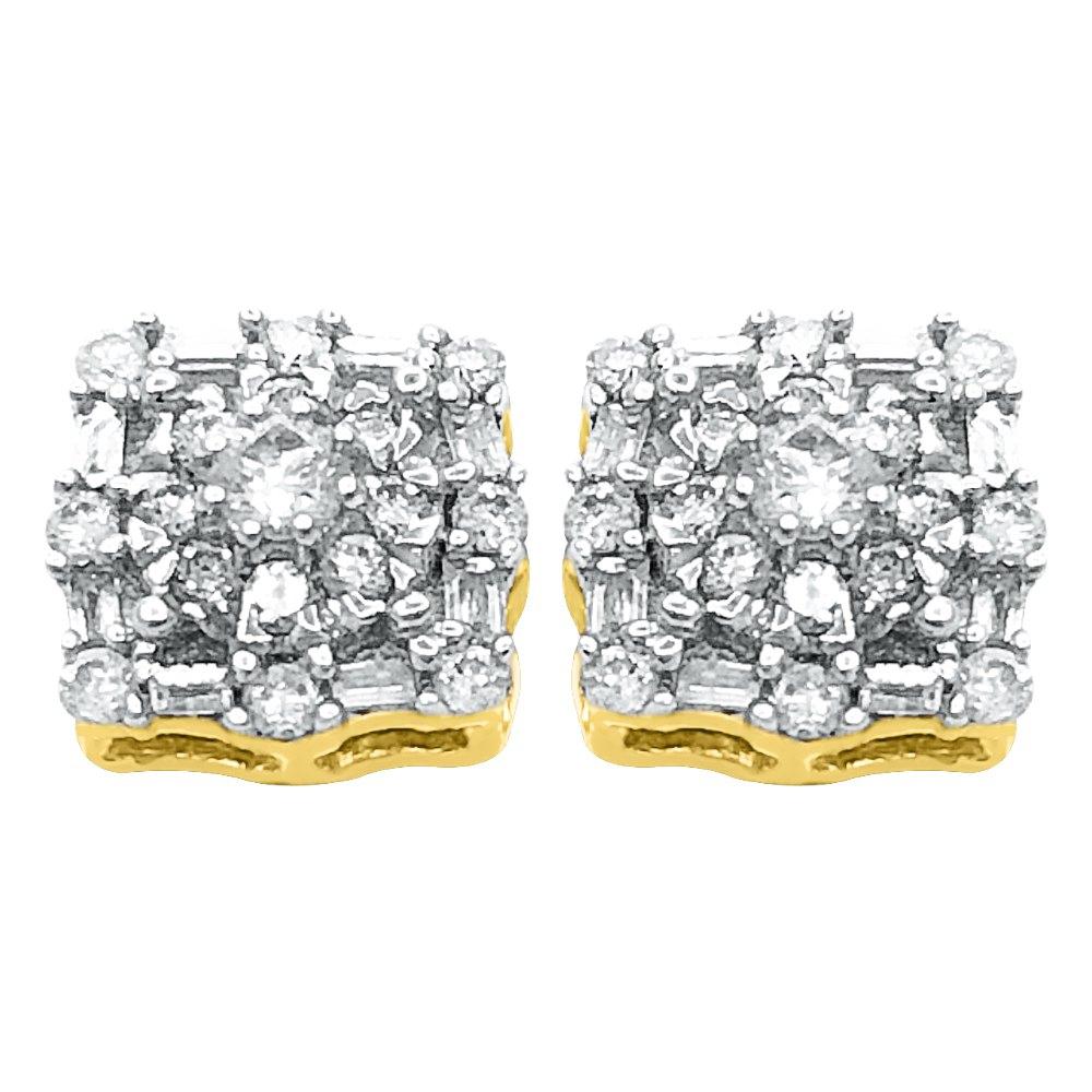 Baguette Snow Diamond Earrings .52cttw 10K Yellow Gold HipHopBling