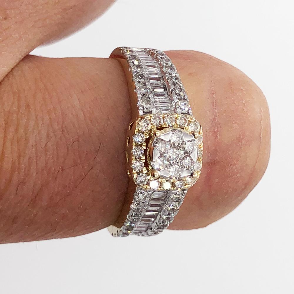 Baguette Solitaire Diamond Ring 1.37cttw 10K Yellow Gold HipHopBling