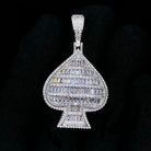 Baguette Spade Medium Poker CZ Hip Hop Bling Bling Pendant White Gold HipHopBling