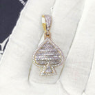 Baguette Spade Small Poker CZ Hip Hop Bling Bling Pendant Yellow Gold HipHopBling