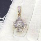 Baguette Spade Small Poker CZ Hip Hop Bling Bling Pendant Yellow Gold HipHopBling