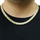 Baguette Square Cluster Link CZ Iced Out Chain White Gold 20" HipHopBling