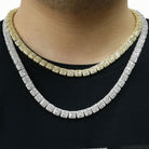 Baguette Square Cluster Link CZ Iced Out Chain White Gold 20" HipHopBling