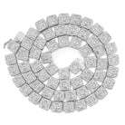 Baguette Square Cluster Link CZ Iced Out Chain White Gold 20" HipHopBling