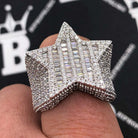 Baguette Star VVS Moissanite Ring .925 Sterling Silver 6 White Gold HipHopBling