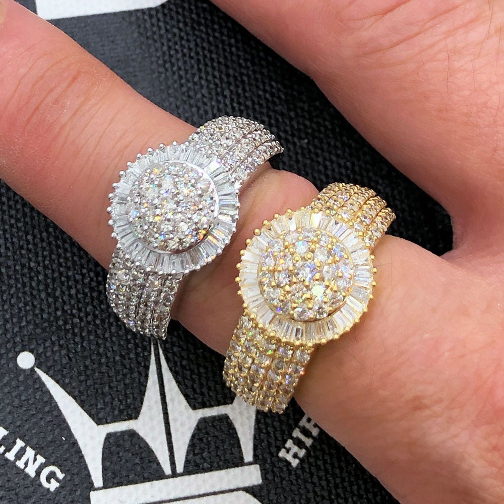 Baguette Sunburst Diamond Ring 2.18cttw 10K Gold 10K Yellow Gold HipHopBling