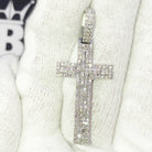 Baguette Tall Cross Diamond 1.16 Carat Pendant 10K White Gold HipHopBling