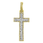 Baguette Tall Cross Diamond 1.19 Carat Pendant 10K Yellow Gold HipHopBling